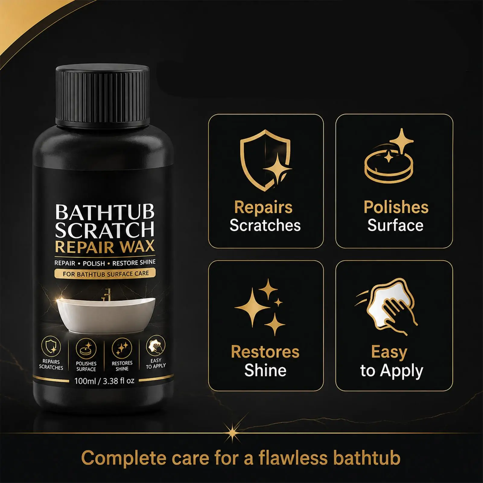 Bathtub Repair Wax 100ml Chip Fill Scratch Refinishing Paste Polishing Renew Ceramic Tile Porcelain Sink Shower Restoration Kit