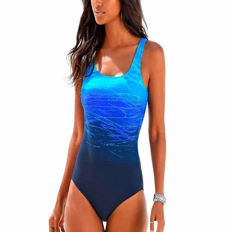 2024 New Fashionable Gradient Series Swimsuit For Women, Covering Meat And Showing Weight, Quick Drying One-Piece SwimsuitWT1