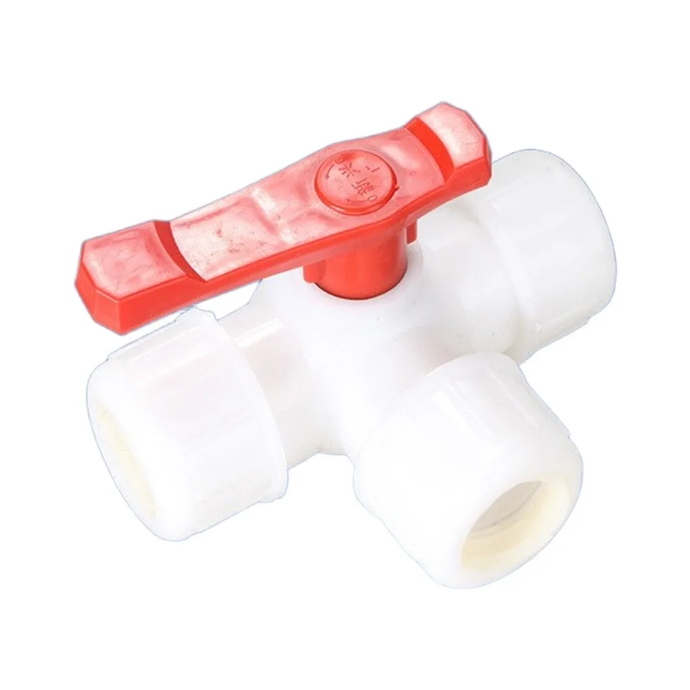 Three Way Shut Off Valve Plastic Ball Valve Tee Built-in Retaining Ring Silicone Sealing Ring No Welding Required