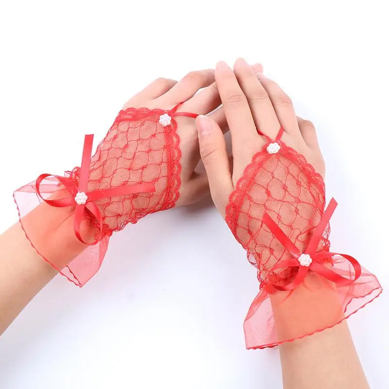 1Pair Nail Decorations For Nail Art Lace Fake Pleated Cuff Manicure Photography Props Fake Sleeves Nails Accessories Supplies