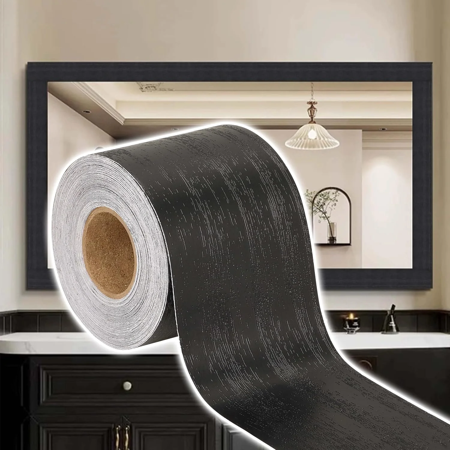 1Roll 10M Waist Line Wallpaper Waterproof Wood Grain Wall Border Sticker Self-adhesive Door Frame Waveguide Line
