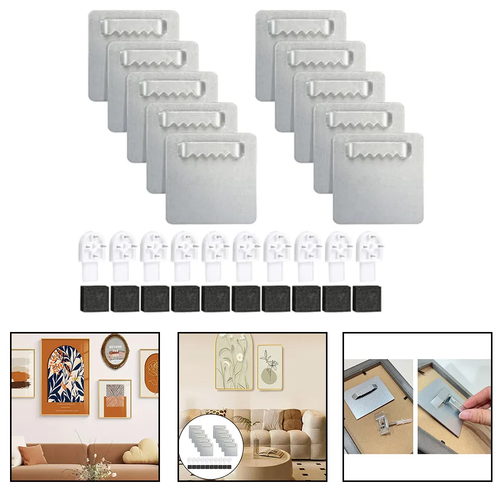 10set Photo Frame Hanger Mirror Frame For Living Rooms Bedrooms Oil Painting Hanging Plate Saw Tooth Hooks Art Work Wall Hook