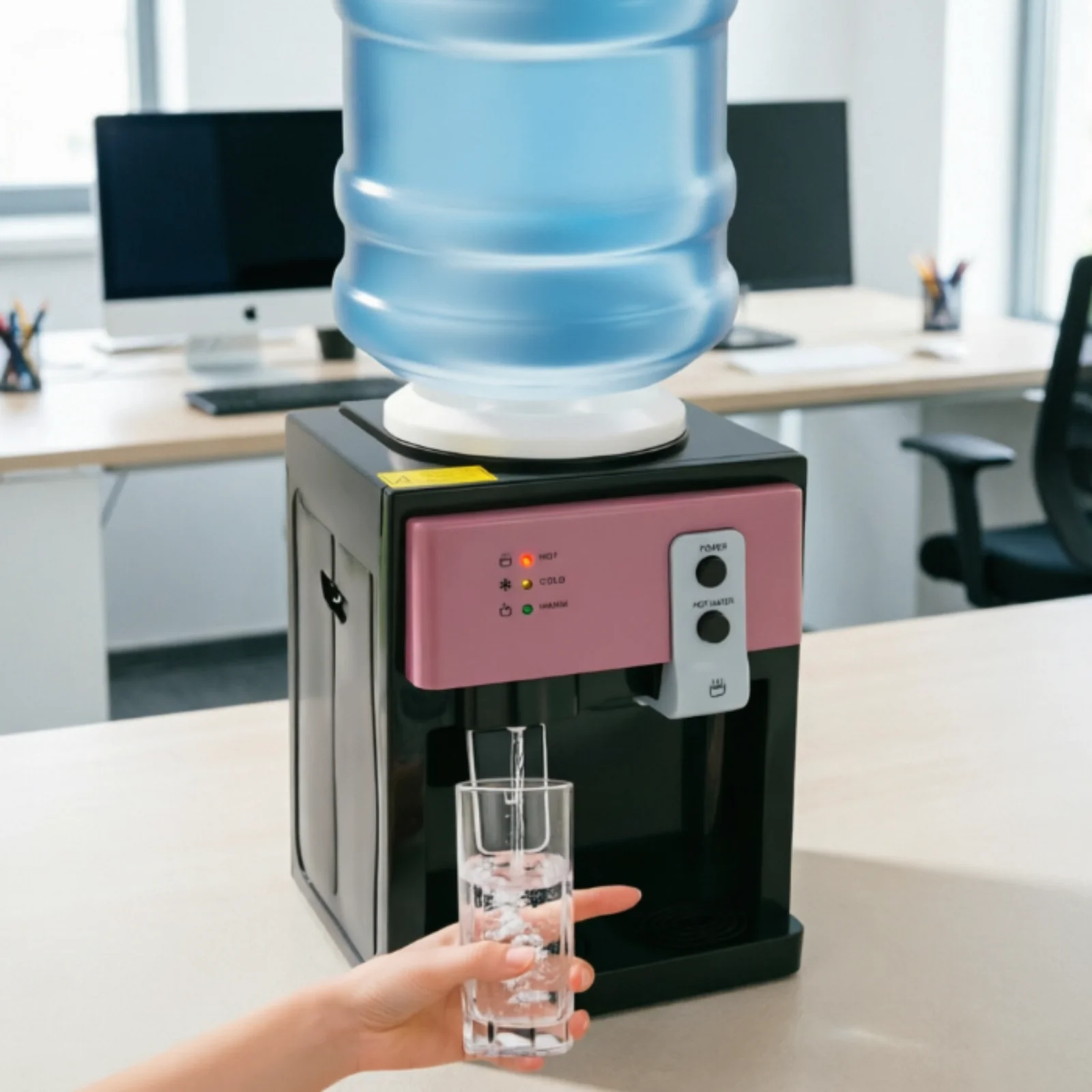 Weiß-Schwarzer Elektrischer Tisch-Wasserspender mit Heiß-Kalt-Funktion, 304 Edelstahl-Innenbehälter, Kompakte Größe, Einfache Bedienung für Haushalt und Büro