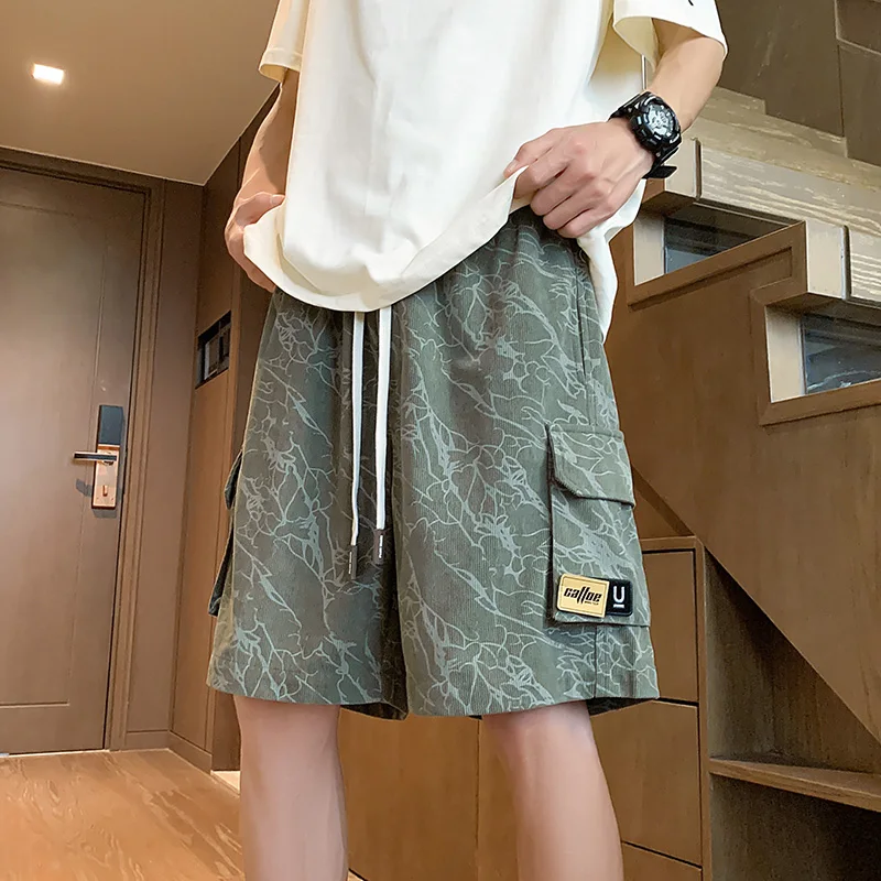 Summer Mens Cargo Shorts Black Pocket Japanese Fashion Streetwear Hip Hop Short Pants