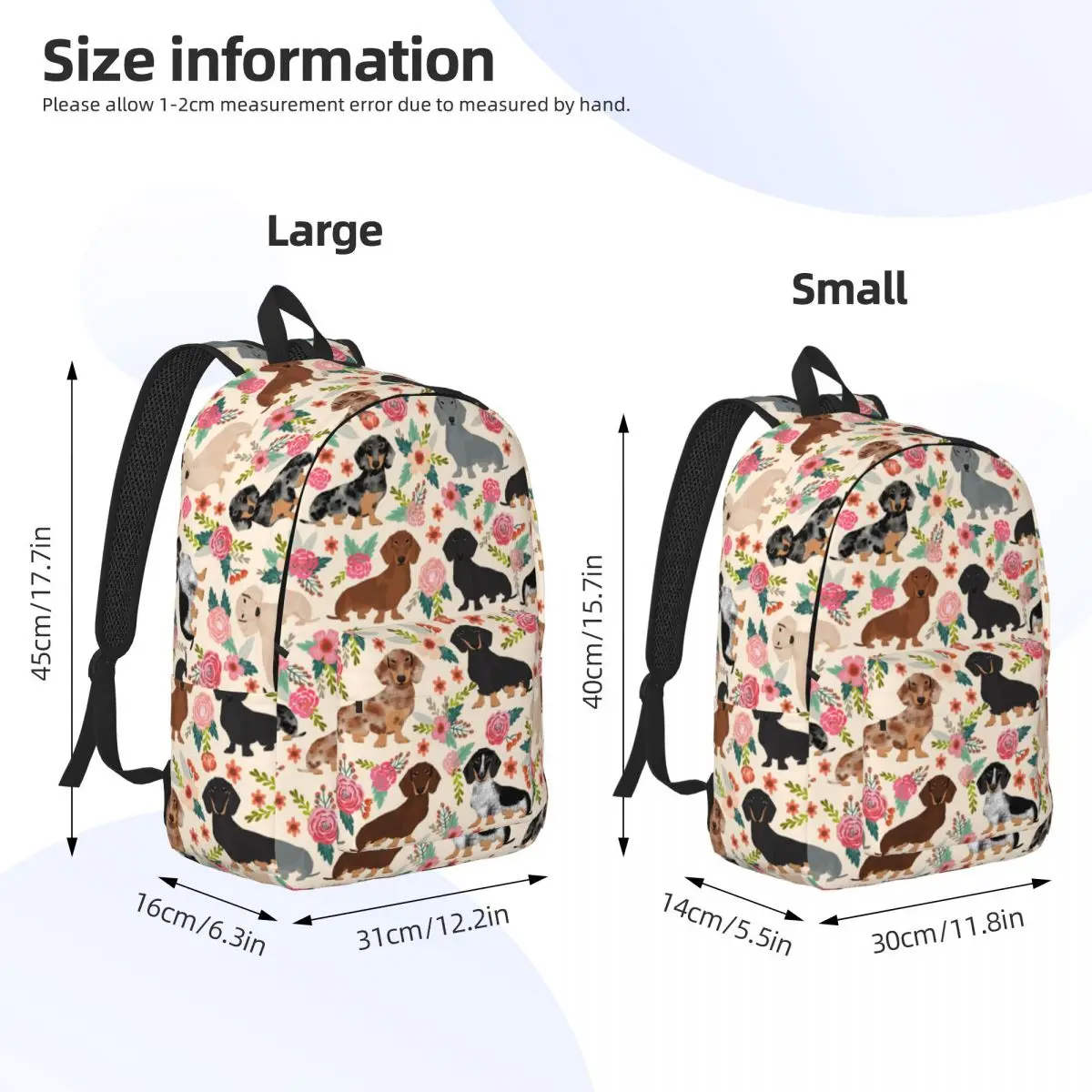 Dachshund Dogs Vintage Florals Backpack for Boy Girl Kids Student School Bookbag Daypack Preschool Kindergarten Bag Outdoor