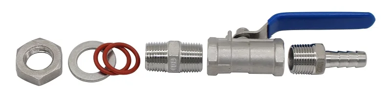 1/2 Zoll (DN15) Edelstahl 304 Kompakt-Kugelhahn ohne Löten und 8mm-25mm-25mm Schlauchanschluss für Heimbrau-Kessel – Detail 9