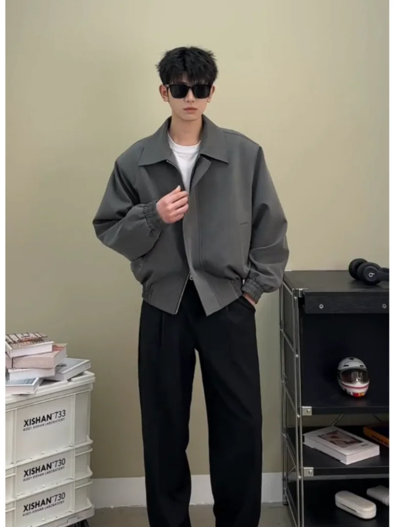 

Мужская куртка-пилот в американском ретро-стиле, весенне-осенняя, корейский стиль, на молнии, укороченная, из полиэстера