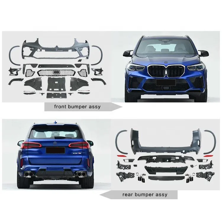 Abs Carbon Fiber Body Kits Front Rear Car Bumpers Side Skirts with Grille Tail Lip and Throat for  X5 G05 Upgrade X5M 2019+