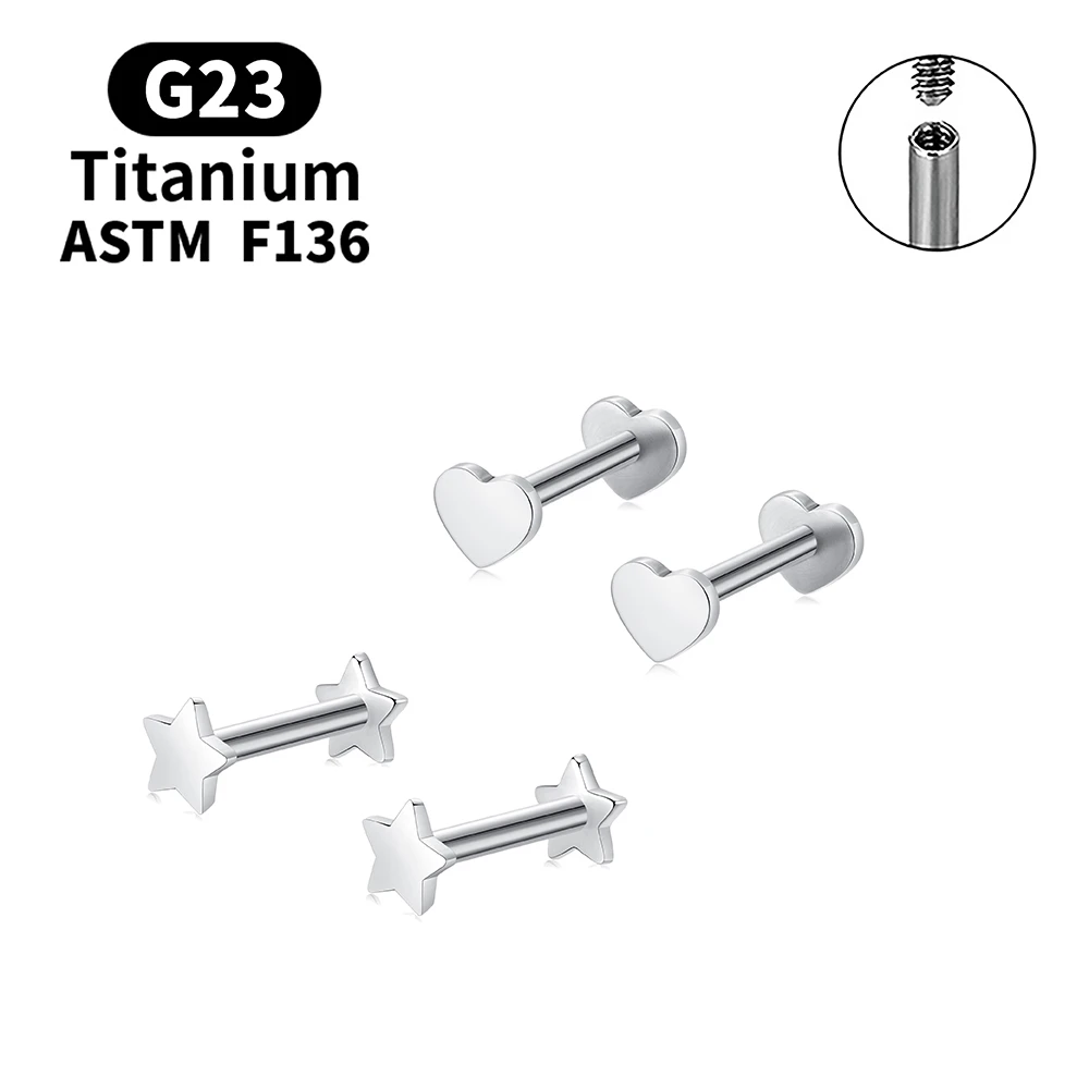 

2PCS G23 Titanium Piercing Stud Earrings Fashion Jewelry Earrings Accessories For Women