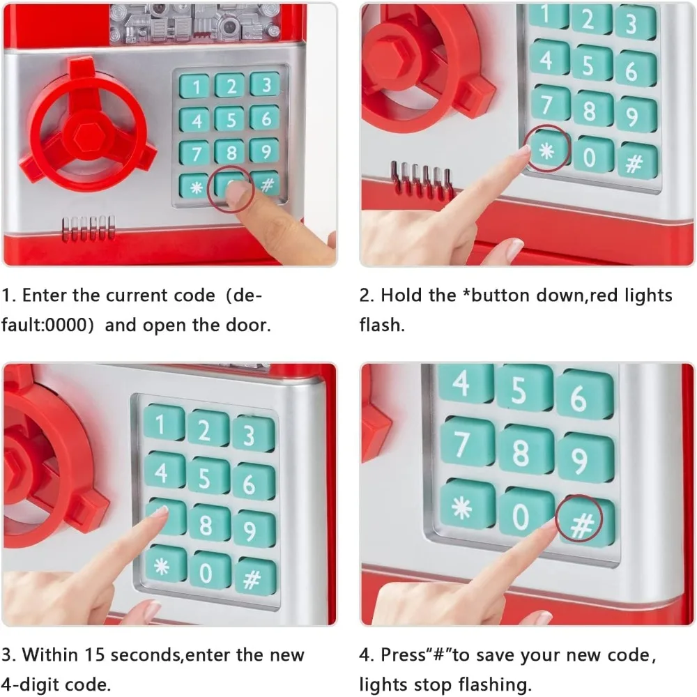 Electronic Piggy Bank Real Money Coin ATM Machine with Light & Music Large Saving Bank Safe Lock Box Kids Kawaii Christmas Gift