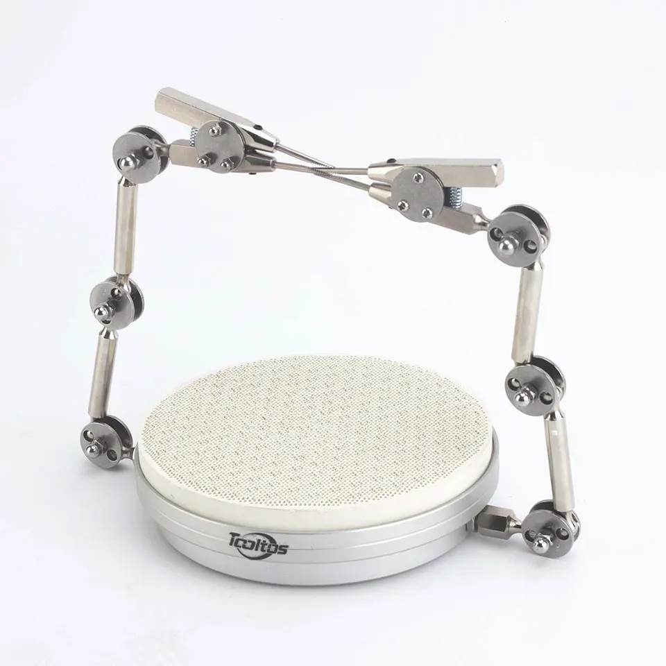 Adjustable Welding Stand with Dual Flexible Arms and Anti-Slip Base for Precision Electronics Repair, Jewelry Crafting