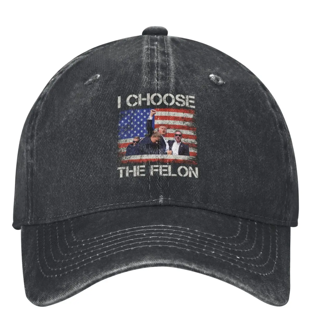 I Choose The Felon Funny Trump 2024 Republican Patriot Washed Baseball Cap Casual Trucker Dad Hat