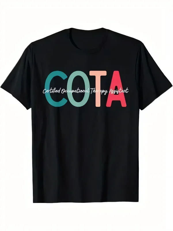COTA Certified Occupational Therapy Assistant Graphic T-shirt Casual Crew Neck Short Sleeve Cotton Tee Professional Gift Shirt