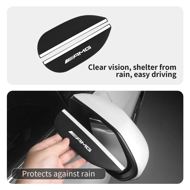 2pcs Car Rearview Mirror Rain Eyebrow Sticker RainProof Cover For Mercedes Benz AMG W204 W205 W203 W211 W210 W212 W213 W201