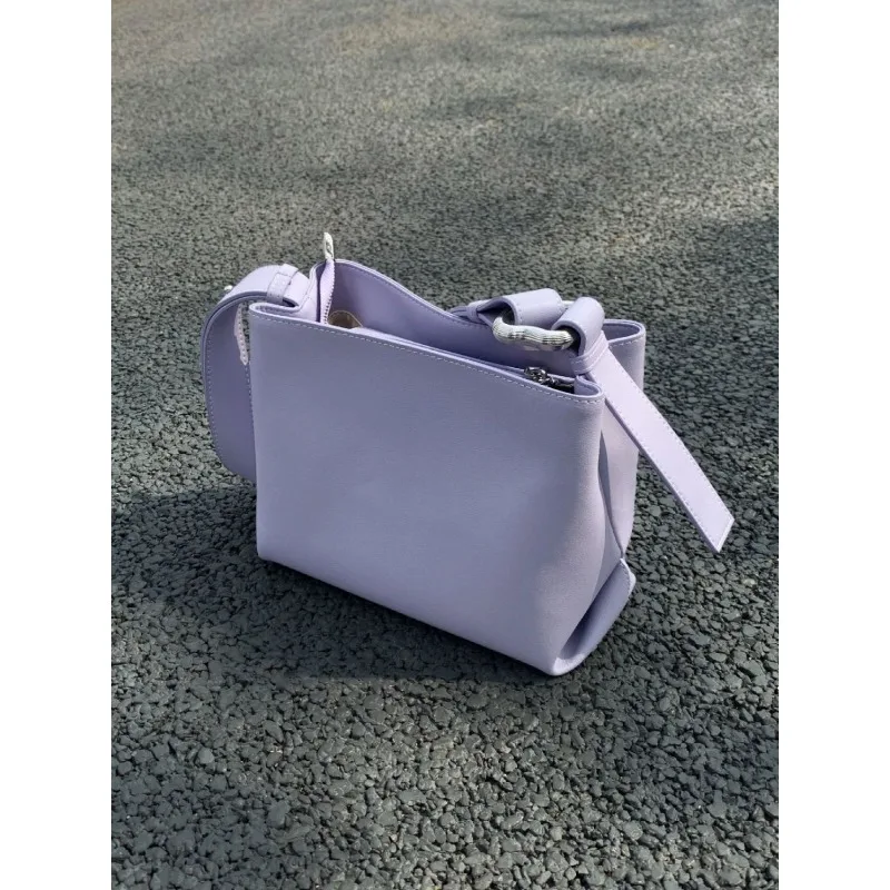 Sense of Advanced Purple Soft Leather Crossbody Bag Female New Style Minority Commuting Handbag All-match Shoulder Bag