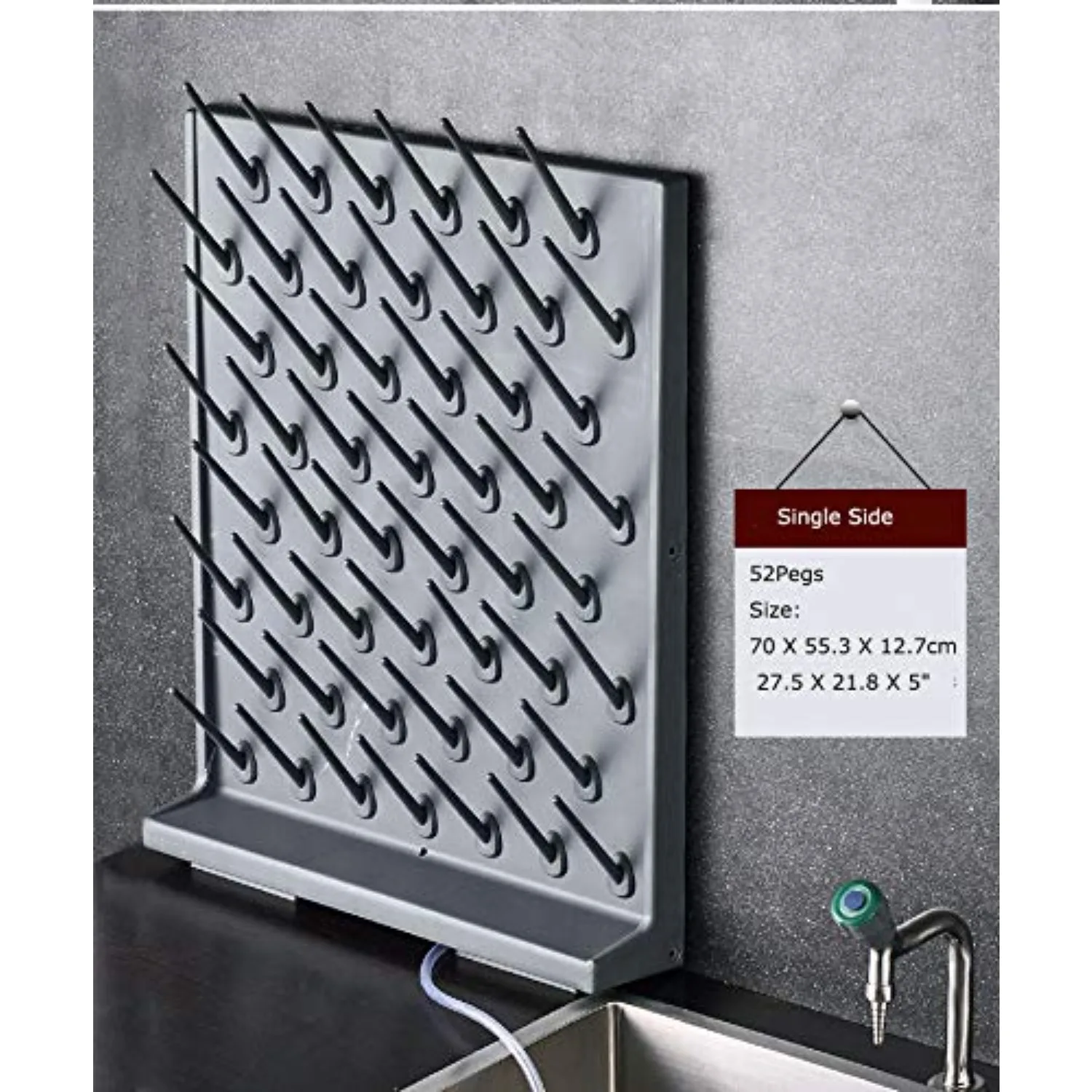 Black 52 Pegs Lab Supply Drying Rack, Pegboard Bench-top/Wall-Mount Laboratory Glassware 52 Detachable PegsLab Drying