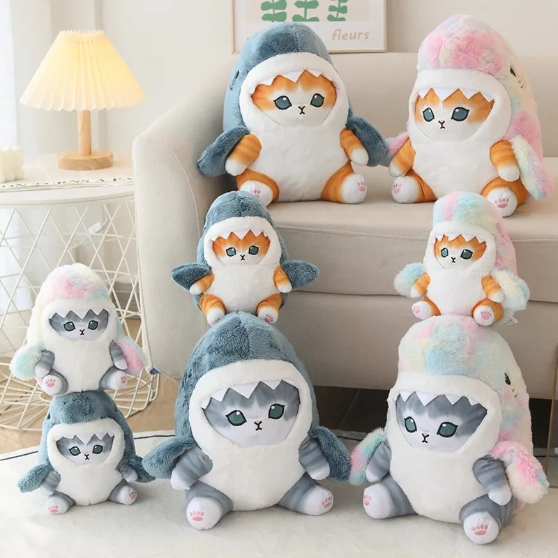 Creative Cartoon Shark Cat Plush Soft Stuffed Animal Doll For Baby Cute Peluche Kids Birthday Christmas Gift