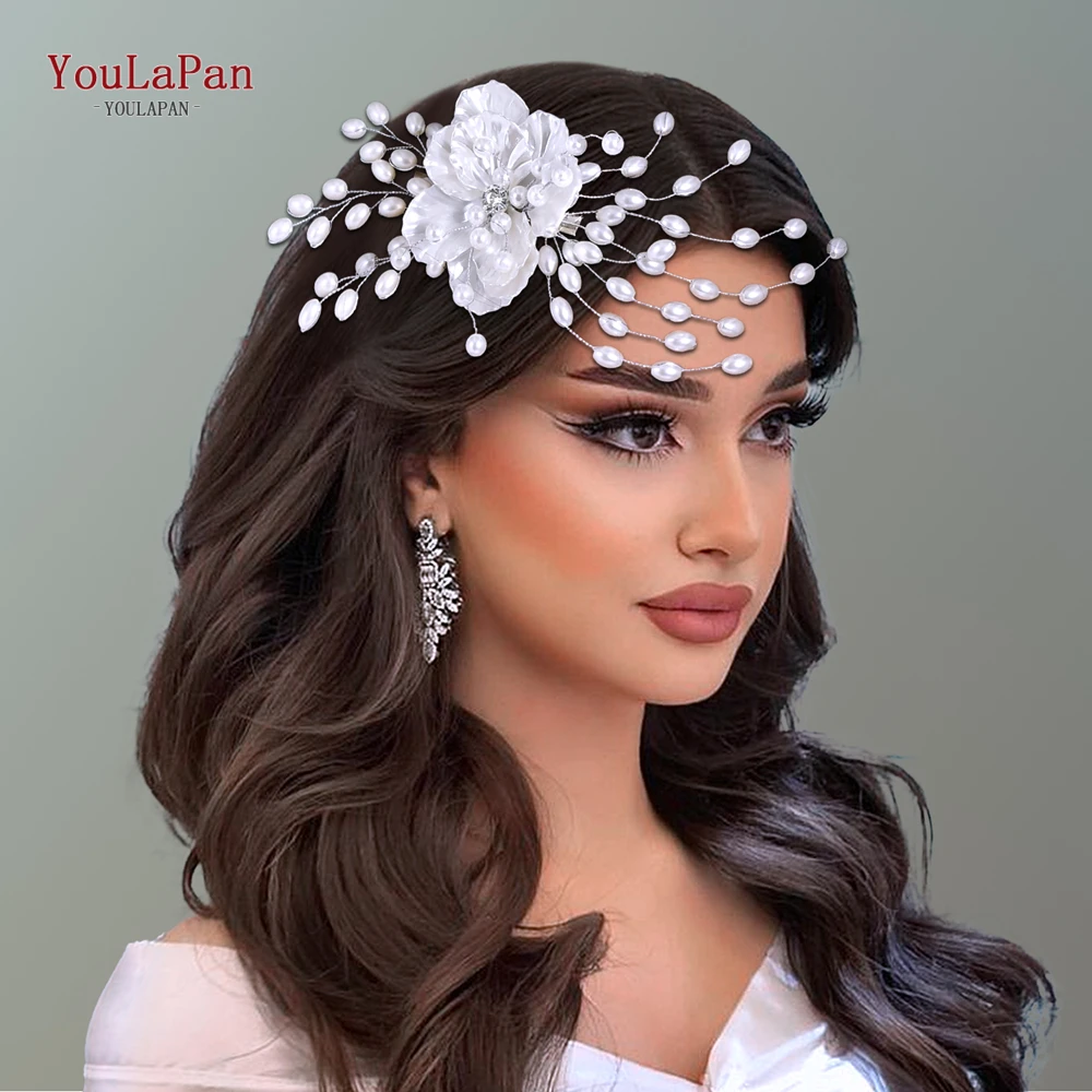 

YouLaPan Wedding Bride Flower Hair Clip Pearl Headpiece Bridesmaids Hairwear Women Styling Accessories Handmade Headdress HP818