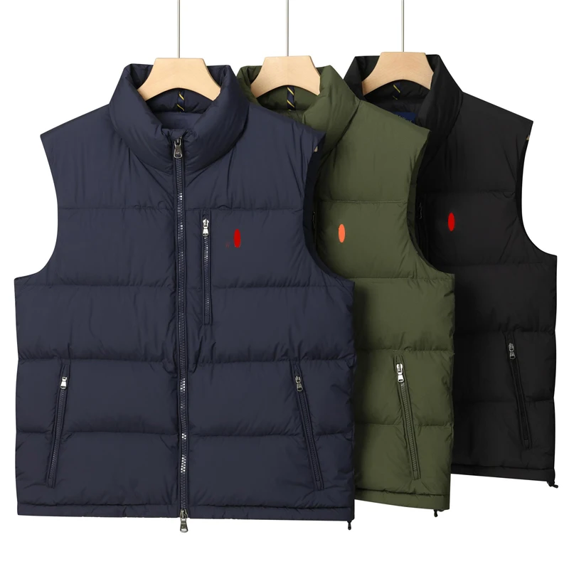 

Men's Stand Collar down Vest Thi Warm Du down Color Jaet Autumn Winter Zipper Svel down Vest Casual Wear