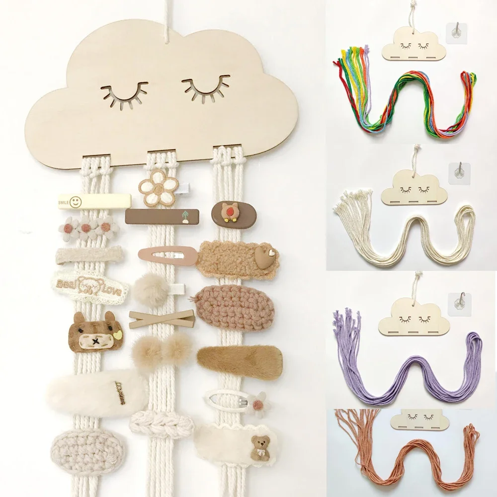 Nordic Style Solid Wood Cloud Style Accessories Princess Hairpin Hair Band Bow Storage Pendant DIY Accessories Bag