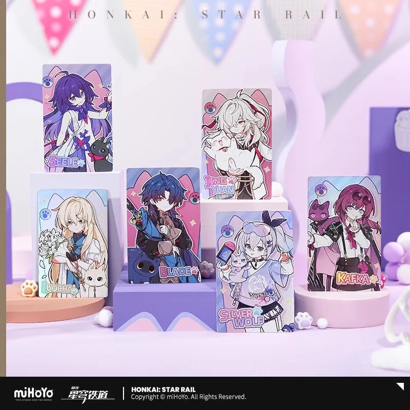 MiHoYo Honkai: 스타 레일 공식 애니메이션 및 게임 주변기기, 작은 비트 고양이 고양이 시리즈 레이저 수집기 티켓, 명절 선물