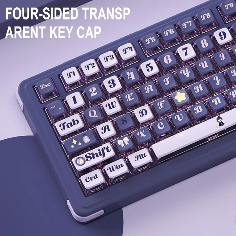 Highly Transparent Keycaps Stylish PC MDA Keycaps 120Keys for 61/64/68/84/85/87/98/100/104/108 Mechanical Keyboards