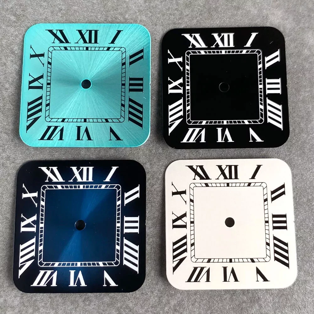 27mm square Black White Blue Dial for santos style fit Japan NH35 NH36 Mens watch parts