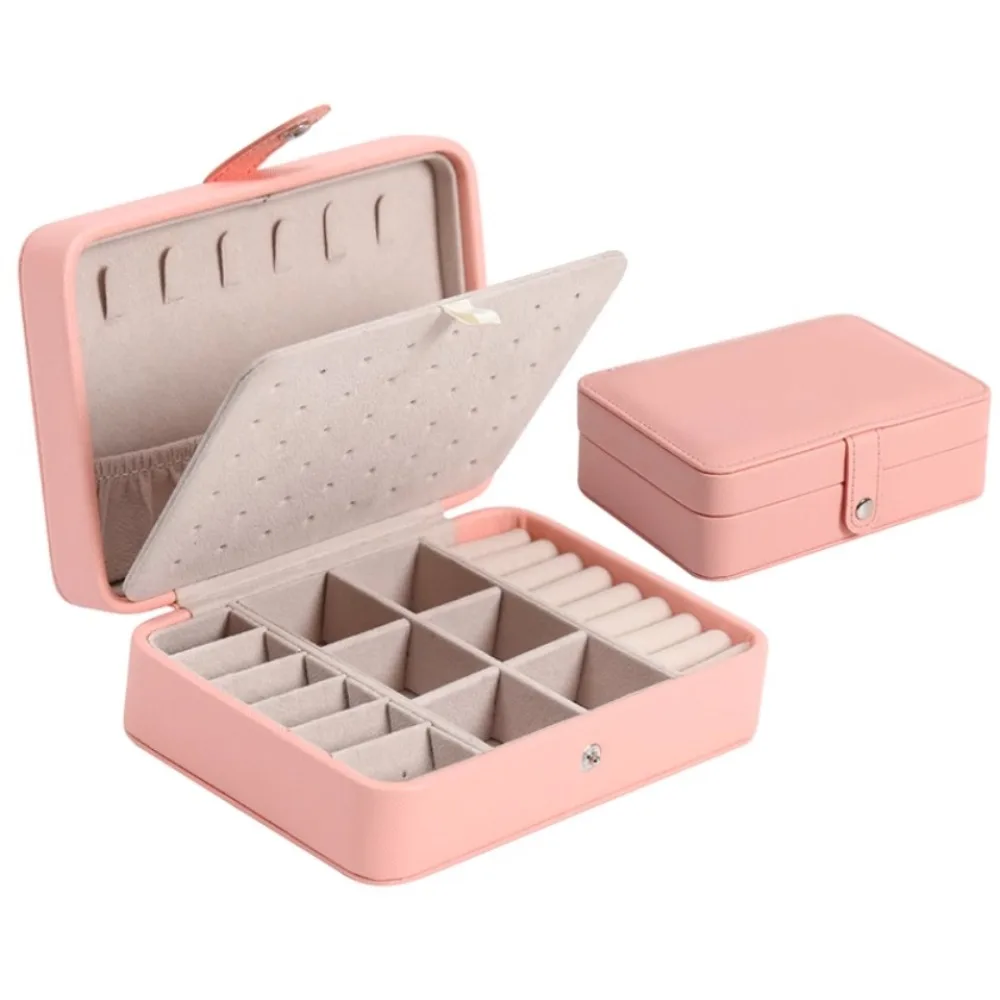 

Premium Leather Jewelry Box Multi-compartment Portable Ring Earring Necklace Storage Box Double-layer Jewelry Organizer Necklace