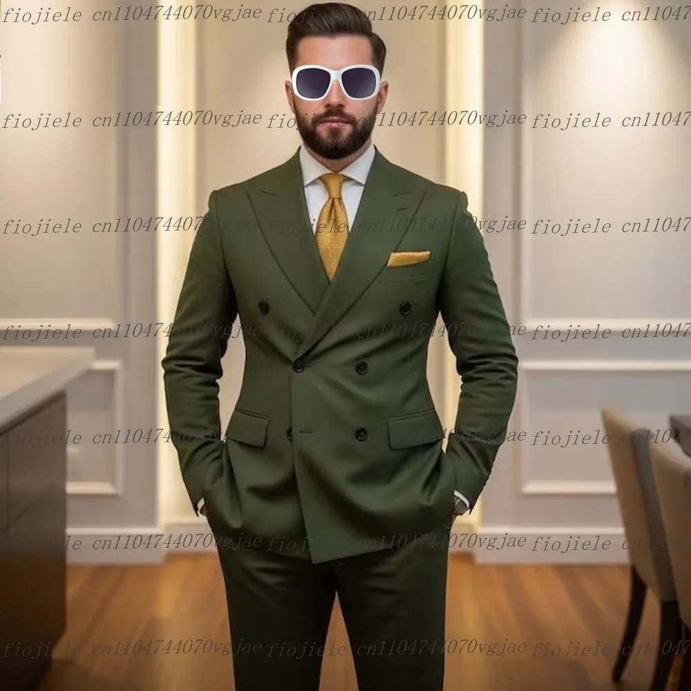 

Новый формальный армейский зеленый мужской костюм для свадебной вечеринки, жениха, жениха, бизнеса, выпускного вечера, мужские смокинги на заказ, комплект из 2 предметов, куртка, брюки