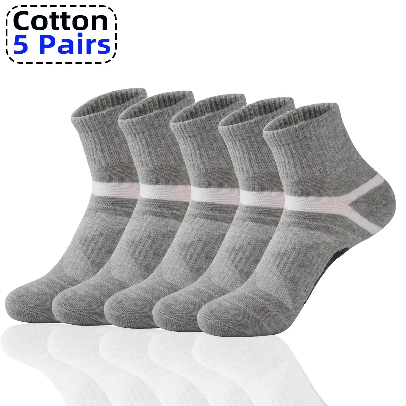 High Quality 5 Pairs /Lot Men\'s Cotton Socks Black Sports Socks Casual Run Autumn Winter Socks Breathable Male Sokken Large Size