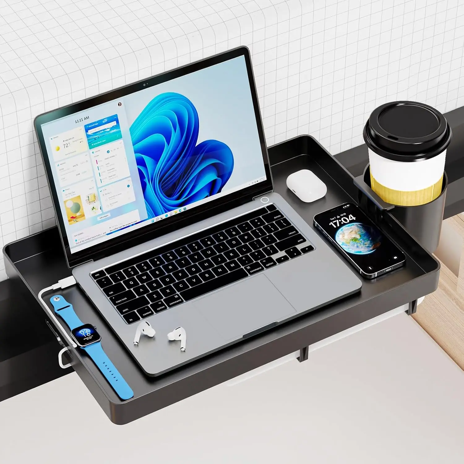 

Прикроватная полка, черная прикроватная тумбочка с зажимом для верхнего двухъярусного ящика, съемный подстаканник и держатель удлинителя, двухъярусный поднос для общежития и лофта B