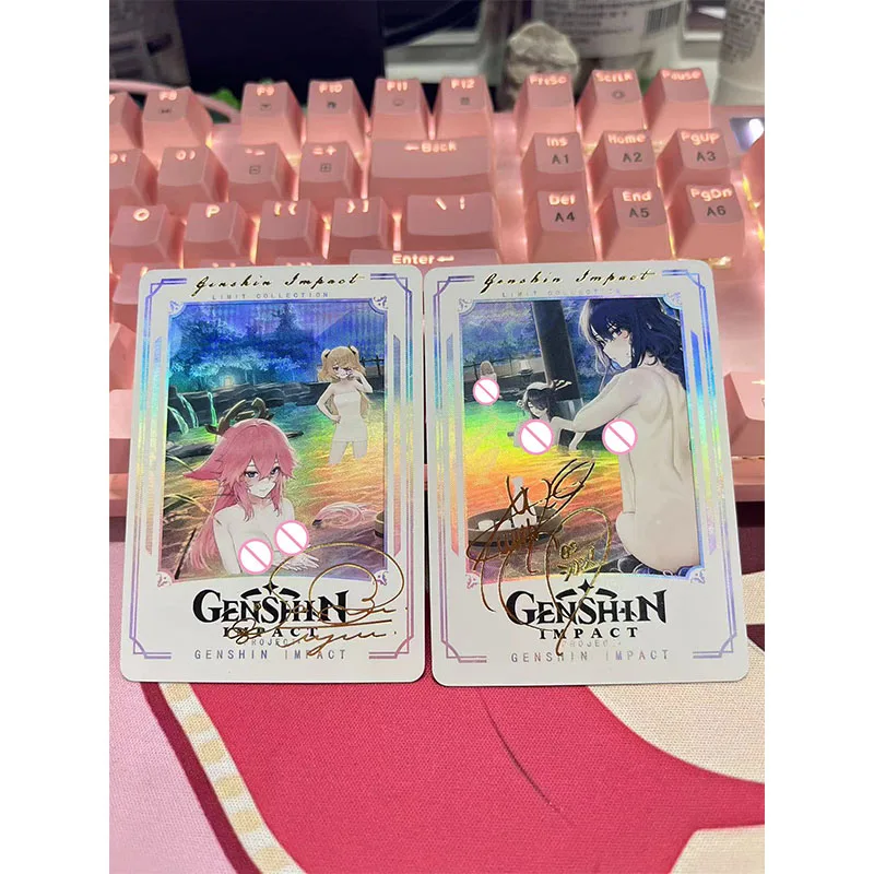 Anime Goddess Story DIY ACG Tabletop Game Laser Cards Yelan Yae Miko Fischl Jean Toys for boys Collectible Card Birthday Present