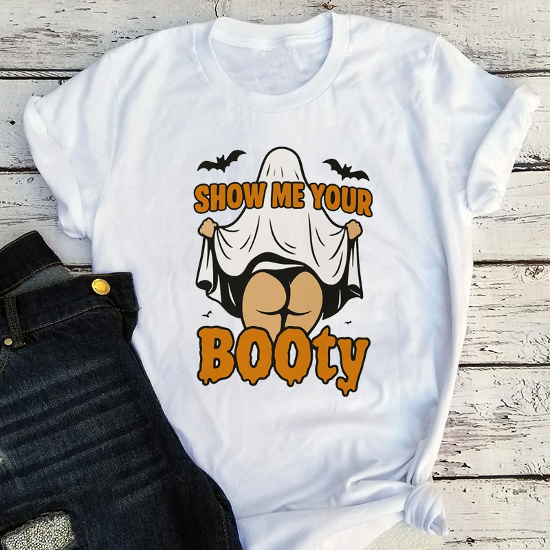 

Funny Halloween Ghost Shirt Spooky Season Top Trendy Funny Halloween T-Shirt Funny Vintage Clothes