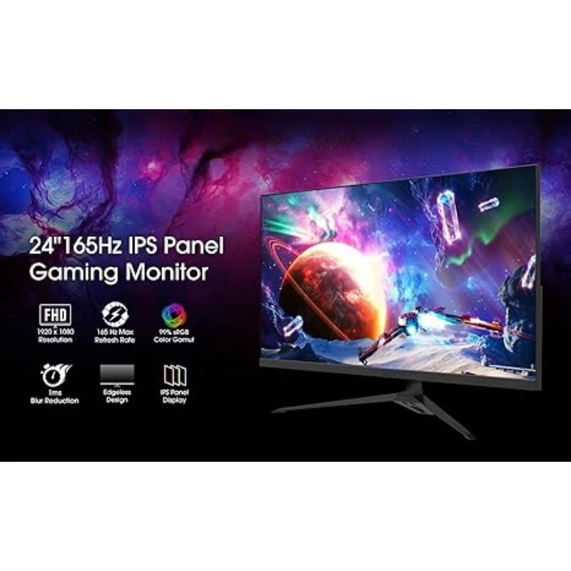 IPS 24” Gaming Monitor 165Hz 144Hz Full HD (1920 x 1080) FreeSync Eye Care FPS RTS DisplayPort HDMI Build-in Speakers