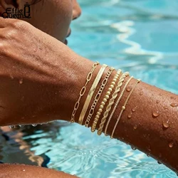 EFFIE QUEEN Fashion 925 Sterling Silver Link Chain Bracelet Stacked Daily Figaro/Snake Paperclip/Beads/ Byzantine Chain Bracelet