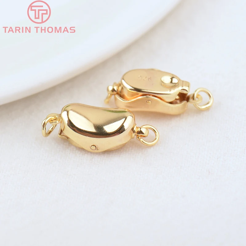 (3243)6PCS 7.5x16.5MM 24K Gold Color Brass Two Holes Connector Clasps for Charms Pendants High Quality Jewelry Making Findings