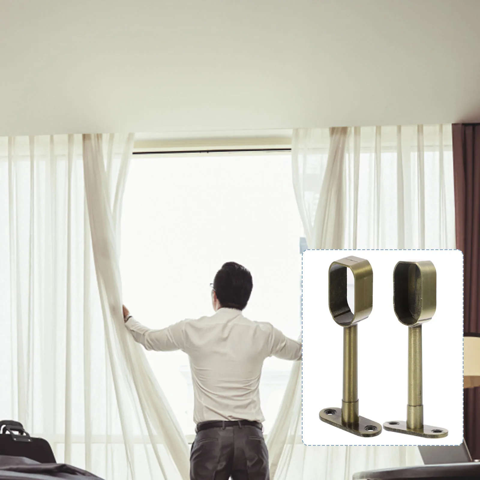 

4Pcs Closet Rod Support Premium Zinc Alloy Easy Install Clothes Kitchen Utensils Shower Curtain Holder