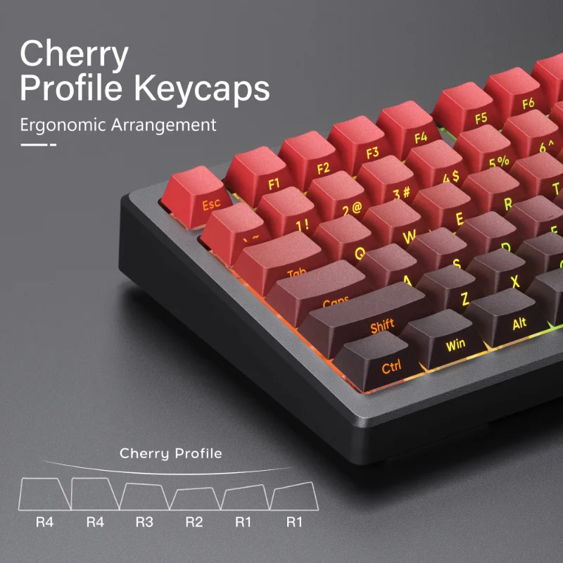

Side engraving gradual change oe m original height PBT two-color injection molding positive side engraving transparent keycap hi