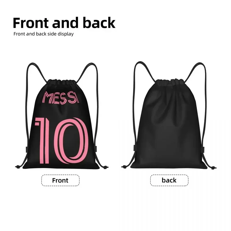 Custom Pink Messis 10 Drawstring Bag Men Women Lightweight Football Sports Gym Storage Backpack