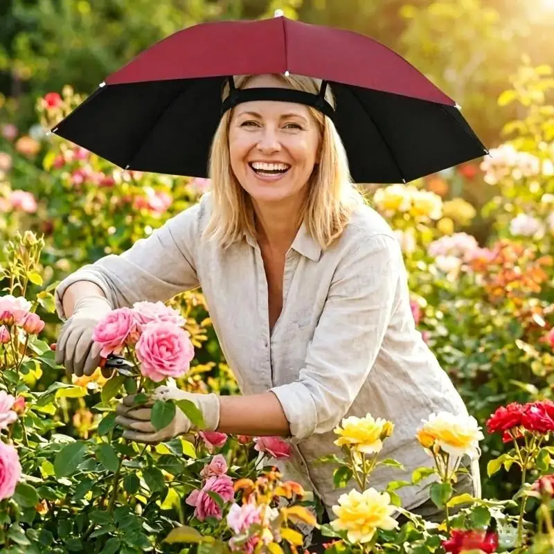 UV Proof Waterproof Foldable Umbrella Hat Hands Free Head Shade For Outdoor Fishing Gardening Camping - view 3