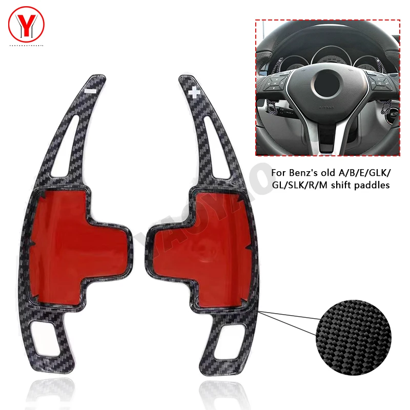 

For Mercedes Benz A B M E Class W176 W212 W246 GLK SLK CLA GLA Carbon Fiber Car Steering Wheel Paddle Shift Extension Shifters