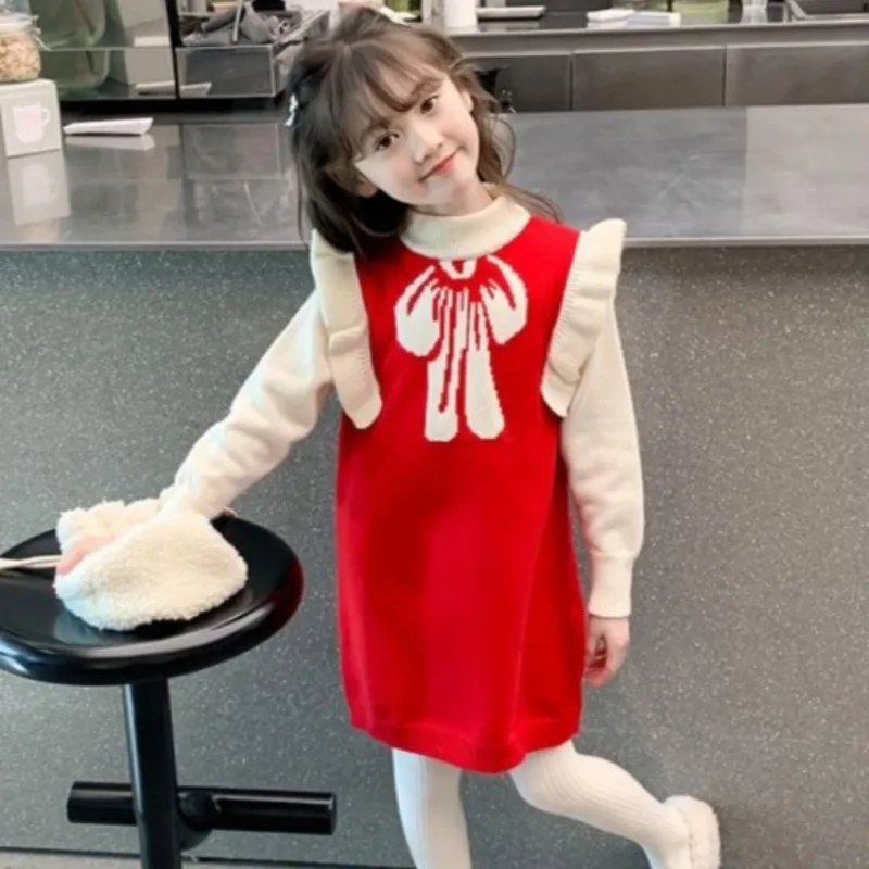 

Новое шикарное вязаное платье макси для девочек на осень/зиму 2025 года — универсальное носимое платье для детей 4–12 лет