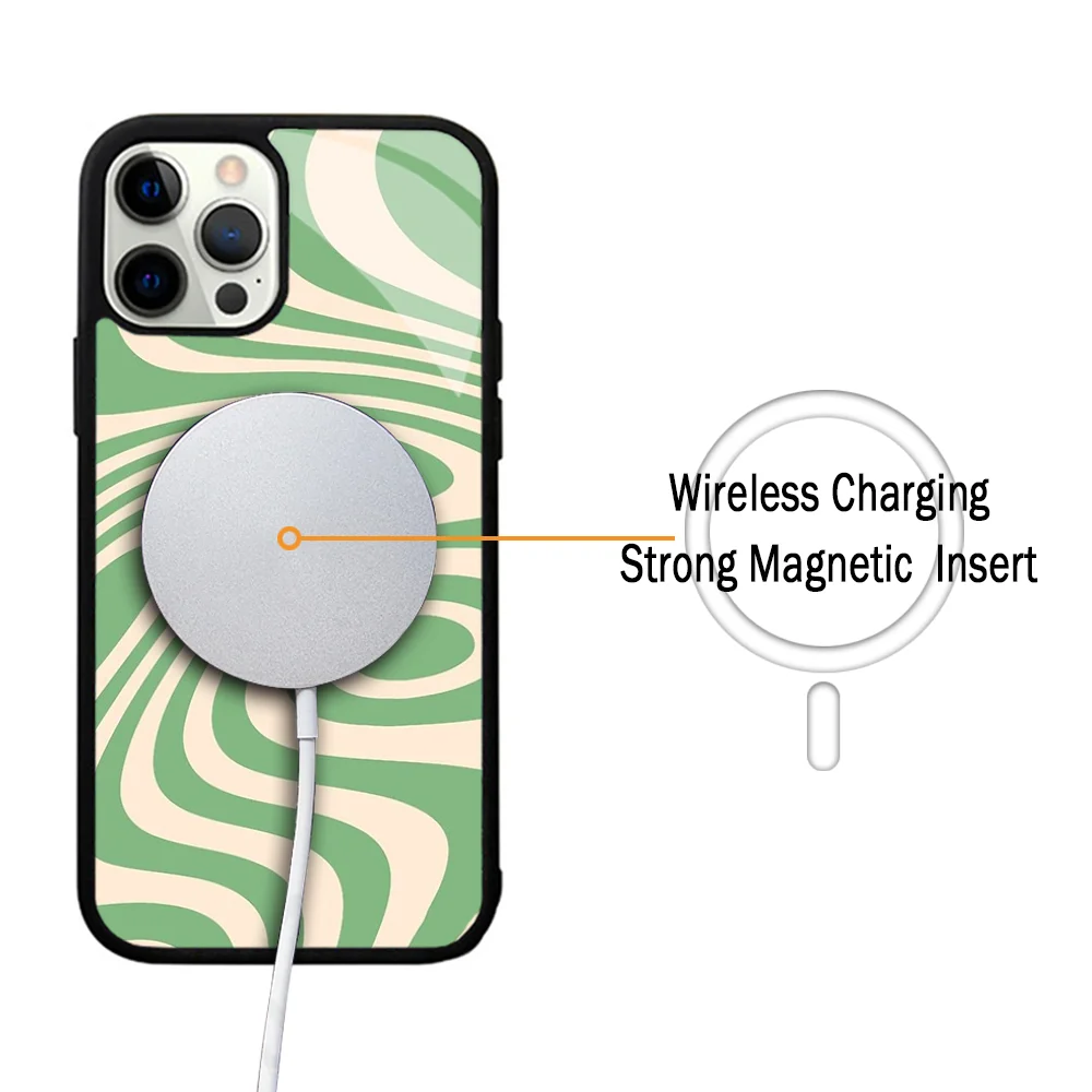 Abstract Swirl Pattern Phone Case For IPhone 11 12 13 14 15 Plus Pro Max Mirror Acrylic Cover For Magsafe Wireless Charging