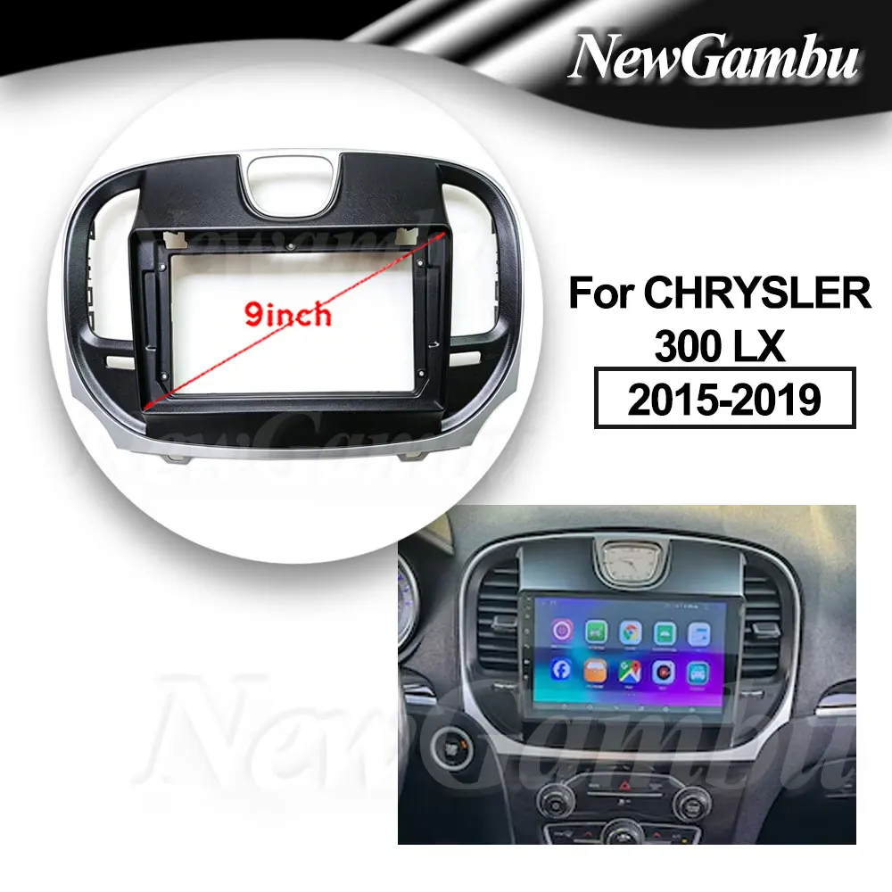 

9 Inch Car Radio Installation ABS PC Plastic Fascia For CHRYSLER 300 LX 2015-2019 Plane Frame No Cable