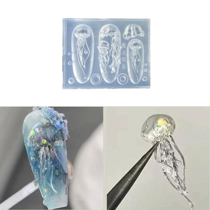652F Soft Silicone Jellyfish Moulds Art Dropper Mold Convenient Art Molds Resin Craft Mould DIY Casting Moulds