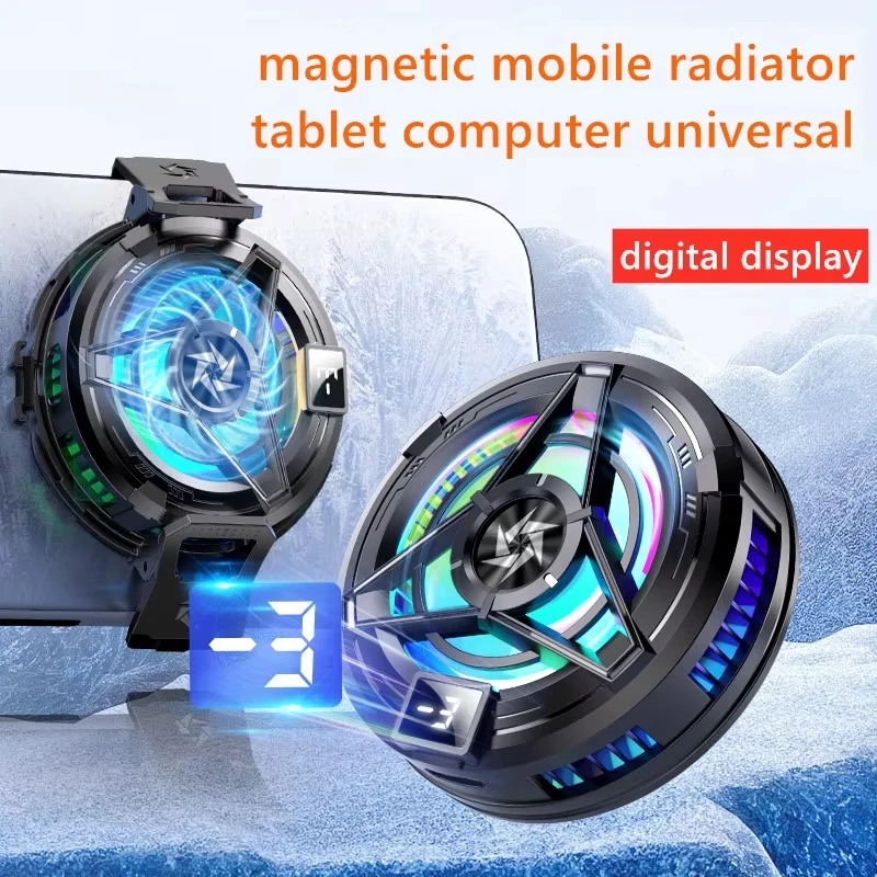 Wireless Charging Magnetic Phone Cooler For iPhone15, 14, 13, 12, 11 S24Ultra Back Clamped Phone Cooling Fan Game Cooling
