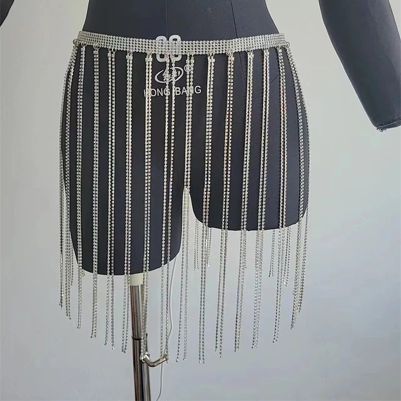 Halloween Frauen Röcke Quasten Unten Mini Glänzende Luxus Pailletten Rock Nachtclub Party Bikini Bademode Cover Up Körper Kette 2025 – Detail 11
