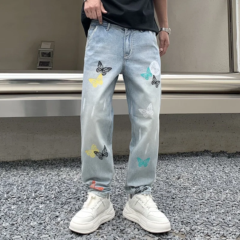 

American High Street Faion Brand Men's And Women's Wide Leg Micro Flared Jeans Loose Straight Dad Pants Youth Denim