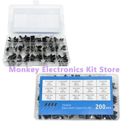 200pcs/lot 15Values 10V 16V 25V 50V 0.1uF-220uF 0.22uf 2.2uf 100uf Radial capacitors set Electrolytic Capacitor Assortment Kit