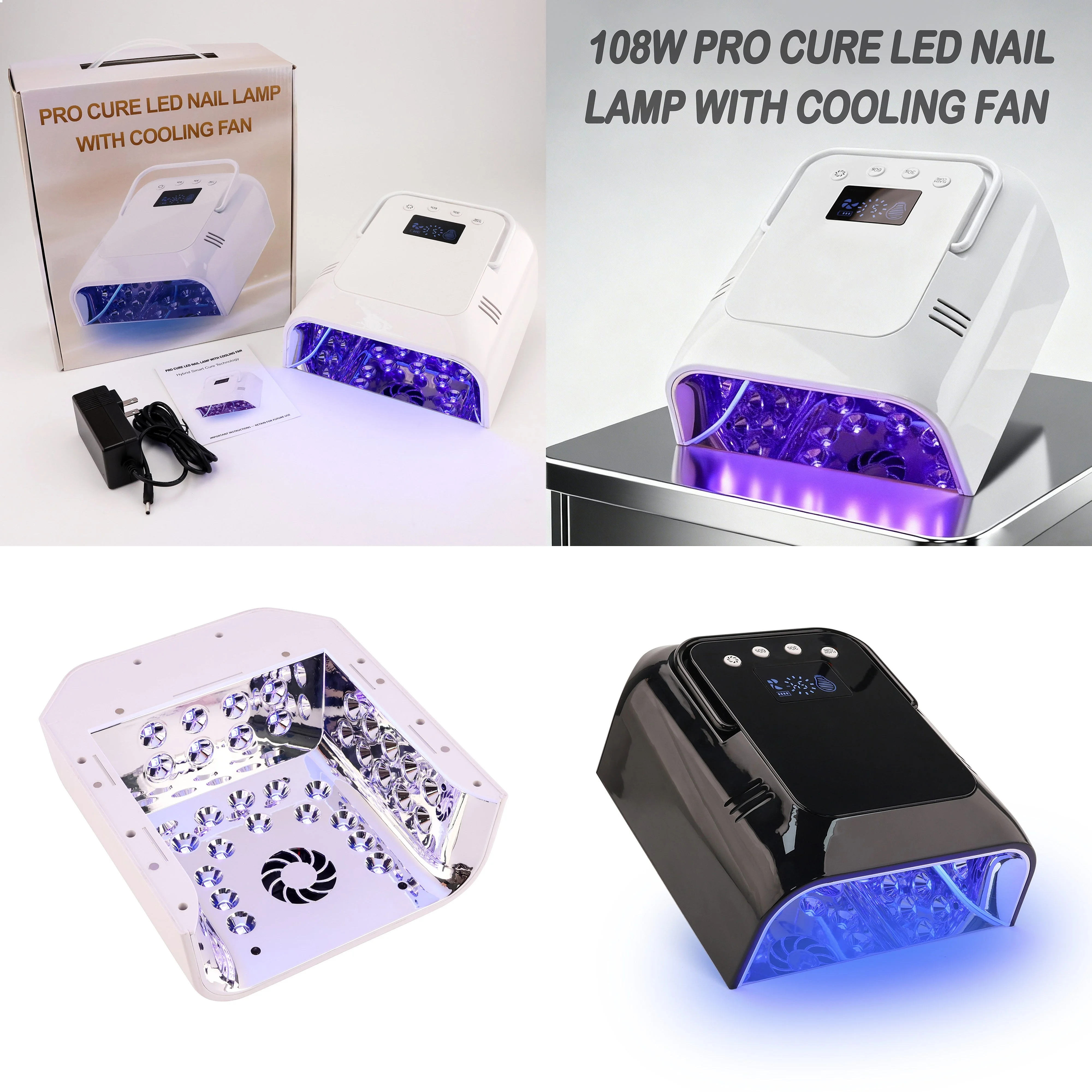 Competitive Price 108W UV LED Nail Lamp with Cooling Fans Rechargeable Professional Salon Drying Logo Custom Nail Supply